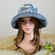 ★ギャザーフリル 帽子★ Flower刺繍 ダンガリー