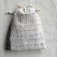 裂織り 巾着袋: 白 茶の画像