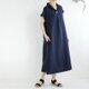 《再販》一枚で決まる、大人のAライン。リネンショールカラーワンピース（ネイビー）OP06
