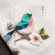 【1枚】鳥と梅の花のワッペン 刺繍 アップリケの画像