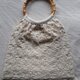 ご予約品：プチモチーフグラニーバッグ（生成り/竹ﾊﾝﾄﾞﾙ）の画像