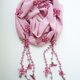 刺繍のお花付き　シフォンスカーフのロングラリエット　桜の画像