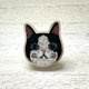 猫(ハチワレ)|帯留め|銀製の画像
