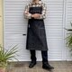 ・19oz・岡山セルビッチヘビーオンスデニム×イタリア本革/デニム好きのためのロング丈デニムエプロン。の画像