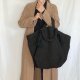 canvas linen 2way tote bag (black)の画像