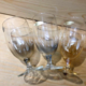 【新品】昭和レトロ調義山高坏3色/色ガラスグラス/3個  1個のサイズ/口径6cm×高さ12.9cmの画像