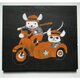 ネズミとバイクのウッドバーニングアート 原画 絵画 動物の絵 木雑貨 木工 アナログイラスト アクリル画の画像