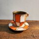 カラーストライプカップ&ソーサー(ビタミンオレンジ)の画像