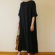 ワンピース　柔らかい趣のあるリネン100%　ブラック