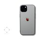 【曲げても落としても割れないガラス】iPhoneケースカバー（グレー×ブラック）赤リンゴ　耐衝撃 13/12/11/SE3~の画像