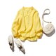 今頼れる「私の新定番」洗練スキッパーシャツで　Vネック　長袖　リネンシャツ　明るい黄色　220401-5の画像