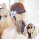 成人式　卒業式　結婚式　髪飾り　オーガンジーリボン　　ドライフラワー　かすみ草　プラチナ　振袖　袴　和装の画像