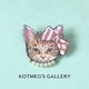 猫 茶トラ パール ブローチ　オリジナル イラスト ねこ アメショ アメリカンショートヘア　ピンク　リボンの画像
