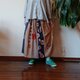 夏の終わりにお値引き中☆手ぬぐい柿渋染めスカート７４cm丈の画像