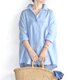 リネンオーバーシルエットシャツ（水色）の画像