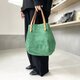 牛床ベロアと極厚オイルヌメの丸型トートバッグ S-size【グリーン】の画像