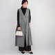 【SALE！！】ロングジレ レイヤードスタイル ツイード風 ワンピース　グレー　0554Greyの画像