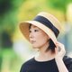 Anika アニカ 麦わら 女優帽 クラウン浅め ブラックリボン 59cm  [UK-H111-NA-L]