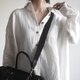 リネンのロングシャツ　白　No.265の画像