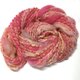 【スピンドルで手紡ぎした糸です】 手紡ぎの手染め　ピンクのアートヤーン  27g17mの画像