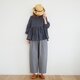French linen canvas gather blouse MID GRAYの画像