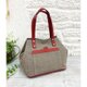 グレンチェック+牛革トリム　小さいけど安定感のある手提げBAG　REDの画像