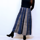 再2☆手織り綿絣ピンタックロングスカート、インディゴグレー、オールシーズンの画像