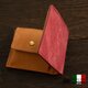 イタリアンレザー　マヤ　手縫い二つ折り財布　ボルドーxコニャックの画像