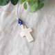 Bone Cross Pendant -white×blue-