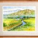 水彩画原画　常念岳と安曇野田園　＃606の画像