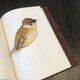 再販　本革　鳥　すずめ　ブックマークの画像