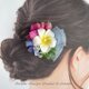小さなプルメリアと青いお花の髪飾り　結婚式　発表会　プルメリア　フラ　フラダンス　ココ　お子様　女の子　髪飾り　浴衣の画像