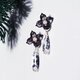 2way★黒蝶貝とトパーズ、水晶による花水木/ハナミズキのスタッドピアス　～Edwigeの画像