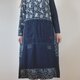 着物リメイク　古布　手作り　藍無地と型染め　パッチ　ワンピースの画像