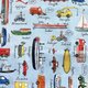 Sale*ドイツWestfalenstoffe コットンカットクロス 乗り物Xドイツ語 車 舟 飛行機 ロケットの画像