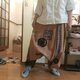 手ぬぐいリメイク☆柿渋染めゆったりサルエルパンツの画像