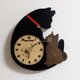 【受注制作】天然木 親子にゃんこウォールクロック黒猫バージョン 猫の壁掛時計 卓上時計の画像