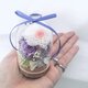 【プリザーブドフラワー小菊とパープルローズとかすみ草のミニガラスドームアレンジ】の画像