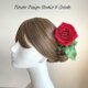 ダンス・発表会に♡10㎝の赤い薔薇と葉っぱの髪飾り　花径10cm　赤い薔薇　髪飾り　フラメンコ　ベリーダンス　バレエ　ダンスの画像