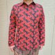 長袖和柄シャツ（彼岸花）黒赤　受注生産の画像