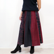 新作☆手織り綿絣ピンタックロングスカート、ブラック＆レッド、オールシーズンの画像