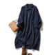 カジュアルさの中にまろやかな印象を与える丸襟コットン リネンワンピース　長袖　紺色　230925-1の画像