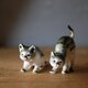 ダークグリーン　陶器の猫　フランスヴィンテージ　ブロカントの画像