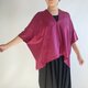 【1点もの】縦づかいのワイドプルオーバー 総手縫い -正絹 紋紙柄織 赤紫に草（ヴィンテージ） V-WP74の画像