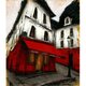 風景画 パリ 油絵 インテリアアート「モンマルトルの赤いカフェ」の画像