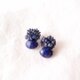 【天然石刺繍／ピアス】Lapis Lazuli × Blue Sapphire × Ioliteの画像