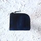 【一点物即納品】L字ファスナー小さい財布 ～イタリアン迷彩ヌメブルー×イタリアンバケッタブラック～の画像