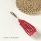 yumri ⌘ macrame  マクラメレース　4連ストラップ［10cm］レッド0.75 コットンパールの画像