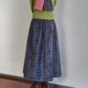 着物リメイク♪ストール付：裏地付き：８０ｃｍ丈　抽象花模様の大島紬のシンプルなスカートの画像
