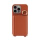 最高品質 iPhone15 Pro 本牛革 レザー カバー 財布付き ケース ブラウン ストラップ 職人 ハンドメイド 個性的の画像
